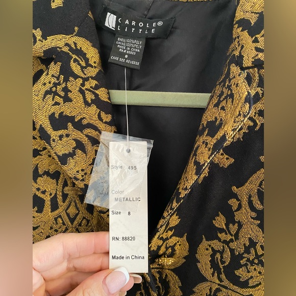 Carole Little black and gold long jacket w/crystal buttons in size 8. NWT - Picture 7 of 15